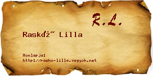 Raskó Lilla névjegykártya
